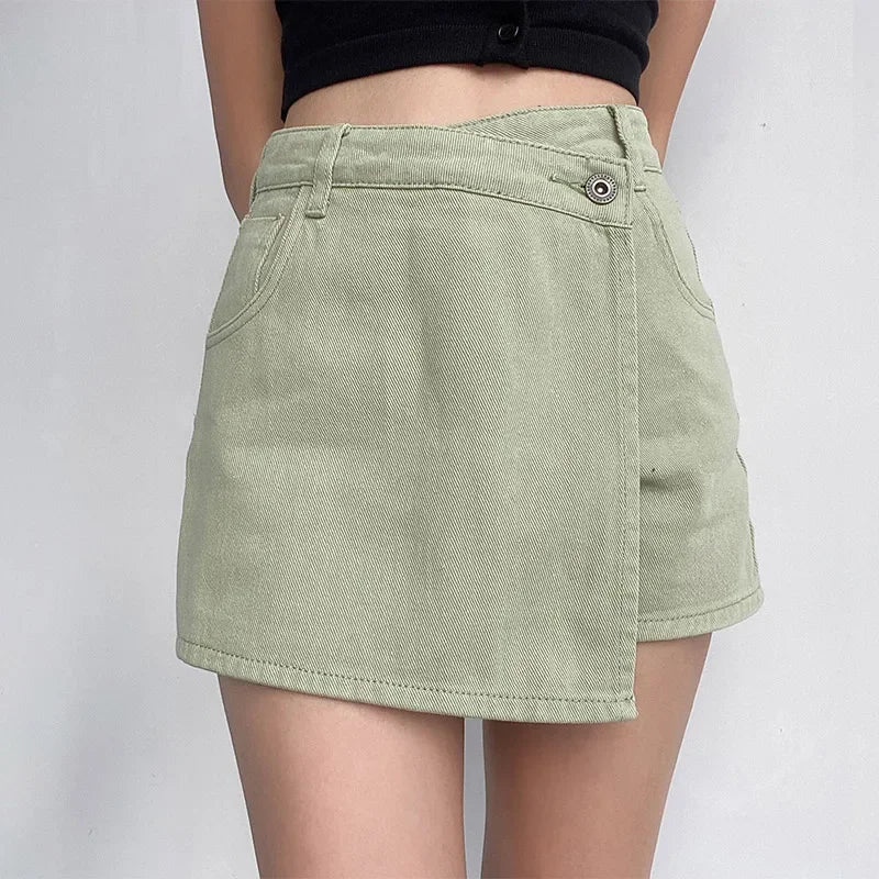 Wrapover Denim Skort