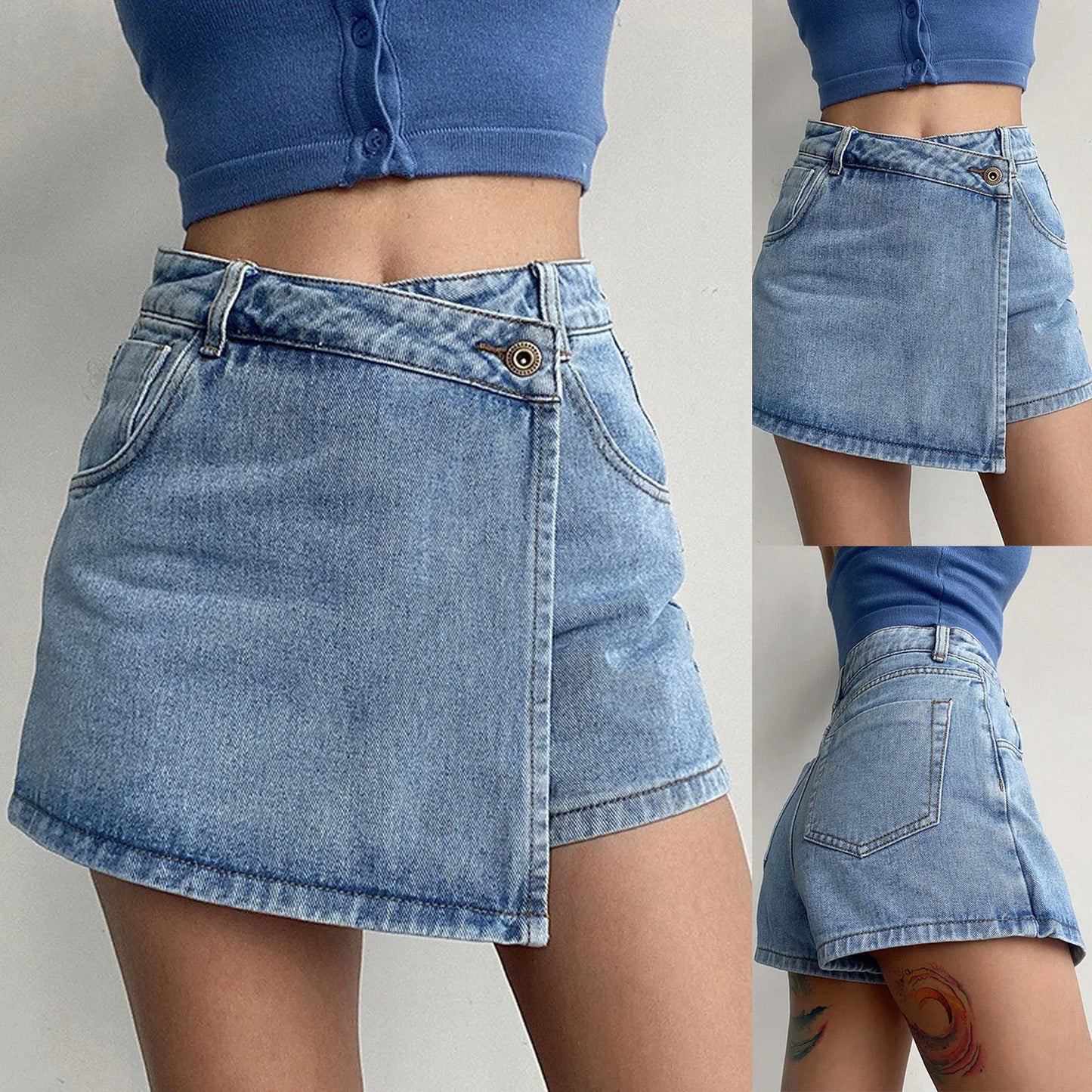 Wrapover Denim Skort