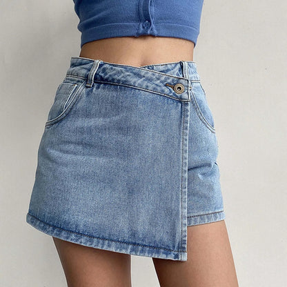 Wrapover Denim Skort