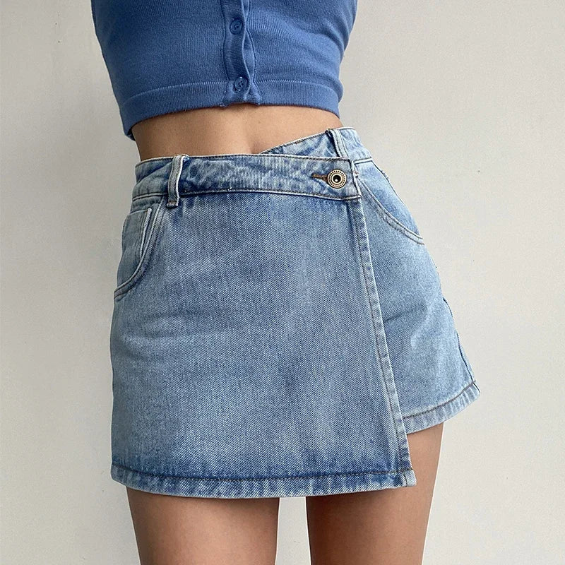 Wrapover Denim Skort