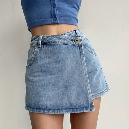 Wrapover Denim Skort